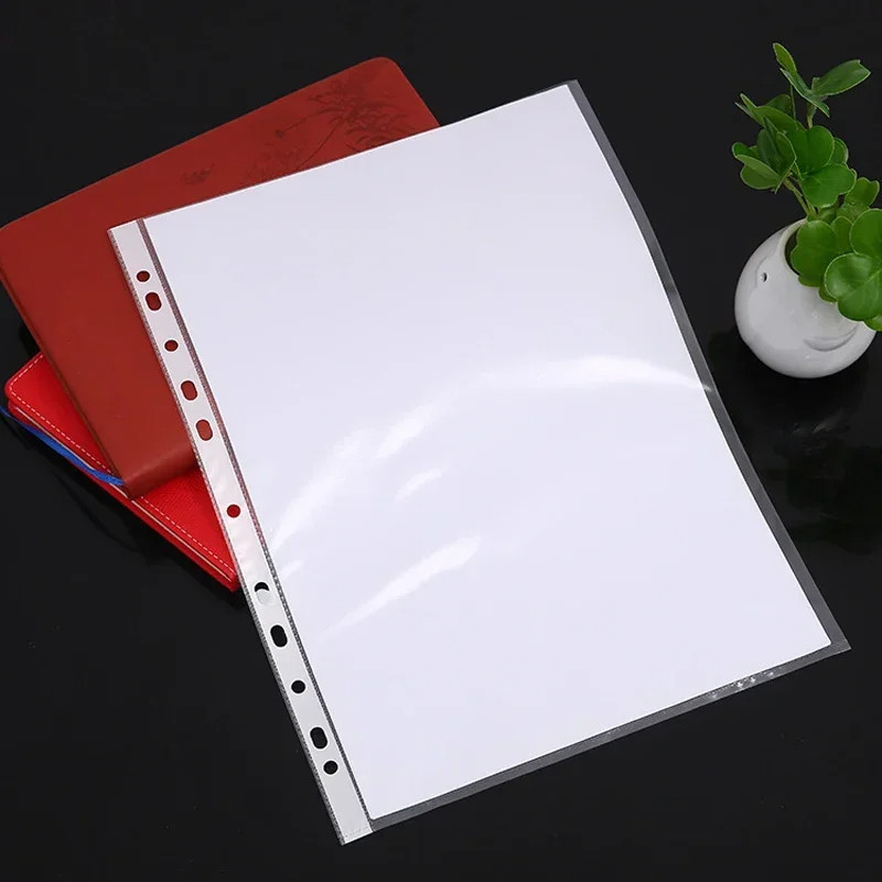 

New 10pcs 11holes Transparent Punched File Folders for A4 Documents Sleeves Leaf Documents Bag Protector Office Supplies JL