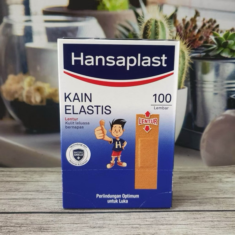 { PerBox isi 100 } Hansaplast Plester Kain Elastis Lentur isi 100pcs (Hansaplast Polos / Hansaplast 