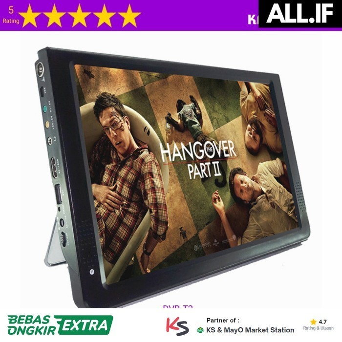 Digital TV Portable 12 Inch DVB T2 1280 x 800 DC 12 Volt