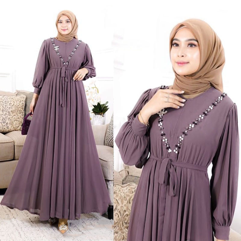 promo Gamis Kondangan Elegan Gamis Ansori Maxi Gamis Ceruty Babydoll Premium Mix Mutiara Payet Dress