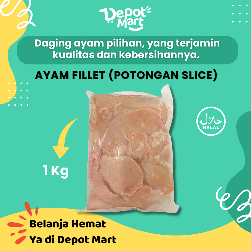 

Chicken Slice 1 Kg - Fillet Dada Ayam Iris Tipis Frozen Depot Mart