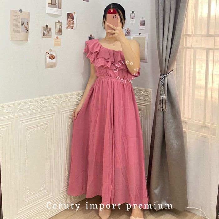 Gliveo - Long Dress Premium Ceruty Import / Gaun Pesta Panjang / Gaun Putih Prewed / Gaun Pesta Mewa
