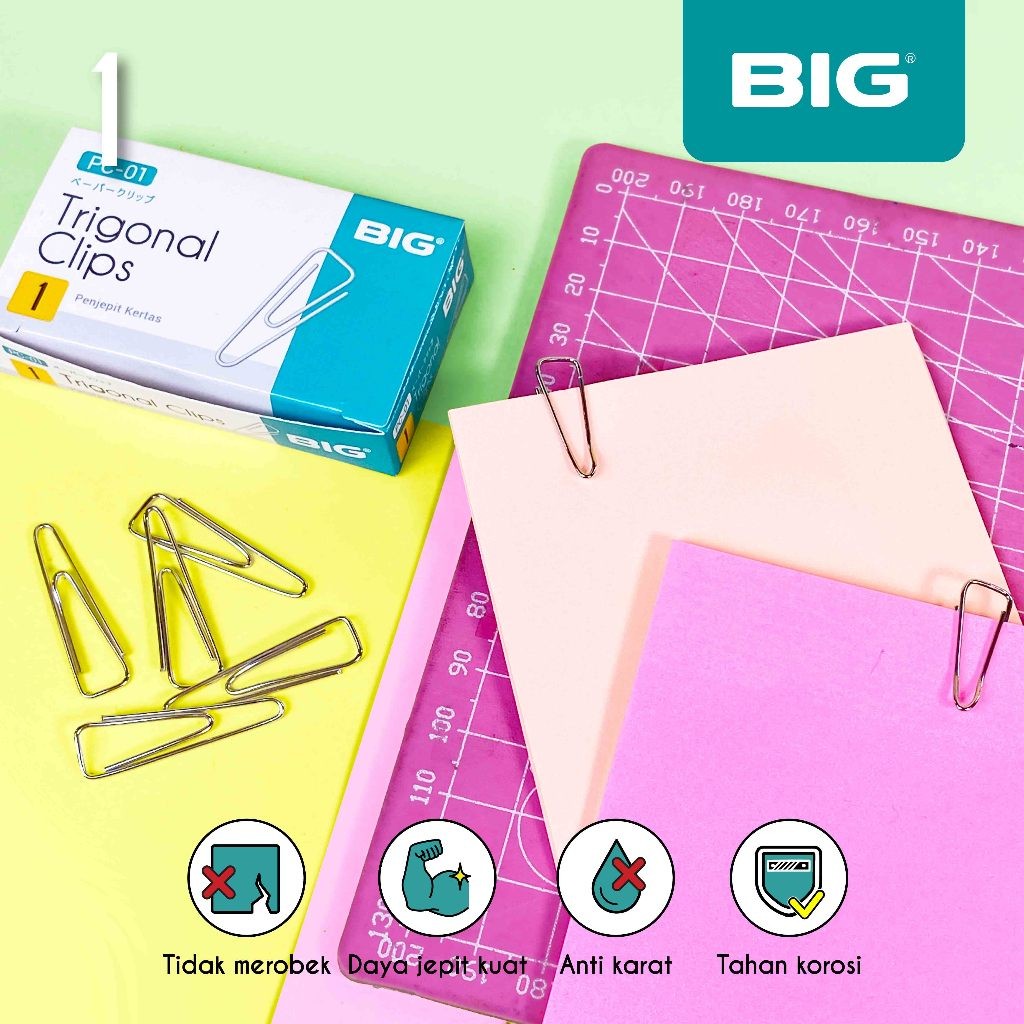 

BIG Klip Kertas Penjepit Kertas Paper Clip 01 Trigonal Clip 60 pcs/box untuk kebutuhan kantor PC-01