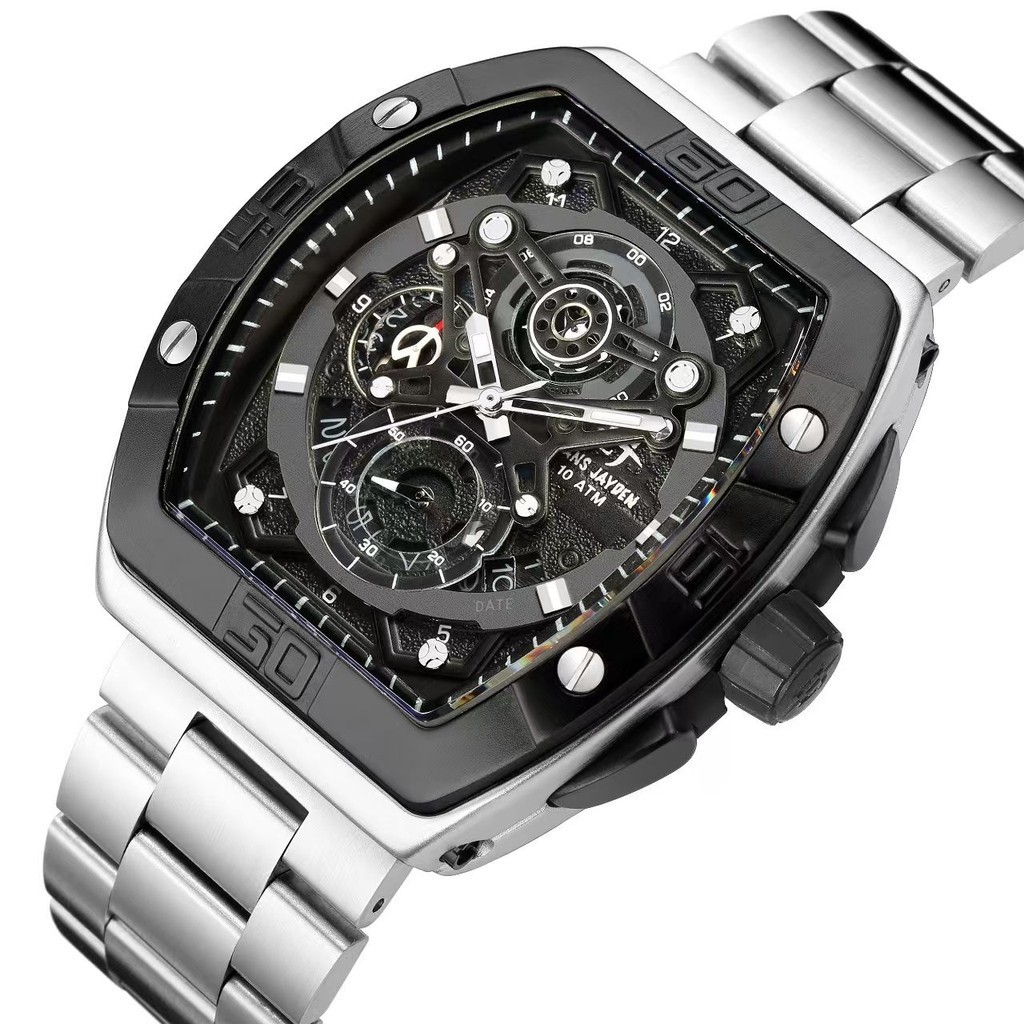 [ PROMO SAAT LIVE ] Evans Jayden Jam Tangan Pria 9549 Rantai Stainless Kaca Safir 10ATM