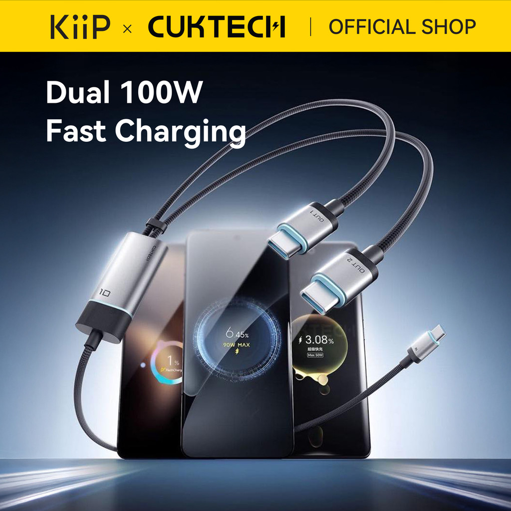 KiiP x Cuktech 10 C2C515 Kabel Data 2in1 100W PD3.0 PP3 QC4 Fast Charging