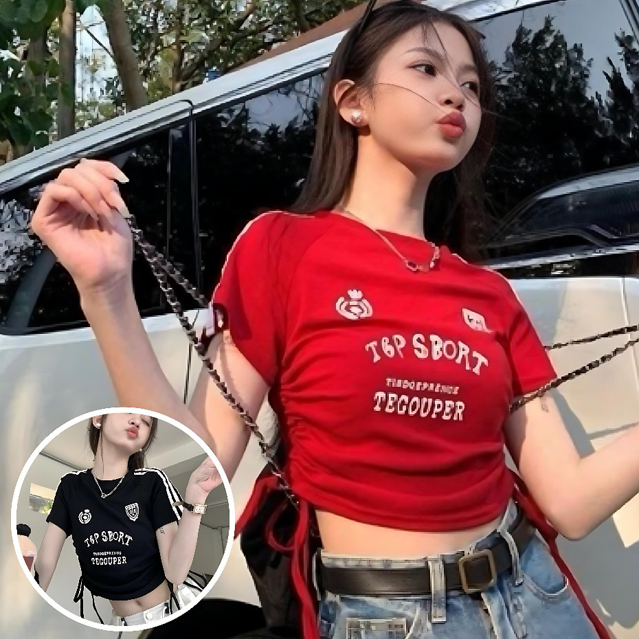 Crop Serut TOP SPORT 01 /Atasan Wanita Crop Serut | Atasan Tshirt Wanita Dewasa / JOANA FASHION