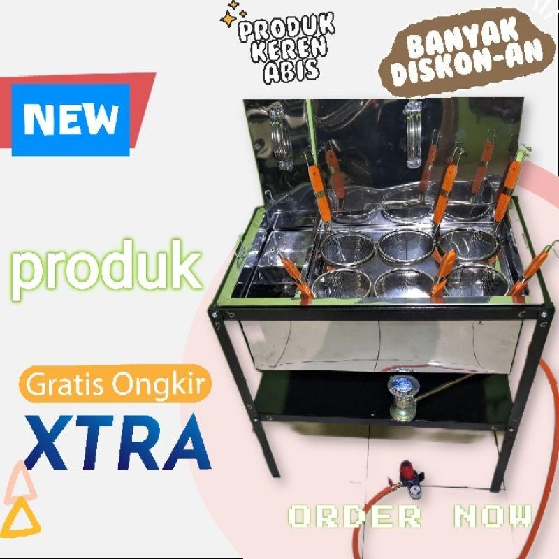 dandang mie ayam bakso kotak stainless 6 lubang/panci mie ayam/dandang mie kocok