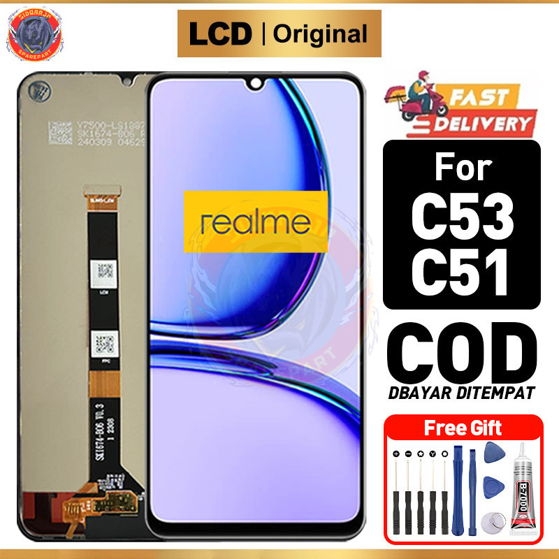 LCD Realme C53 C51 Original Touchscreen hp Fullset Asli Ori Compatible For Glass Touch Screen Digiti