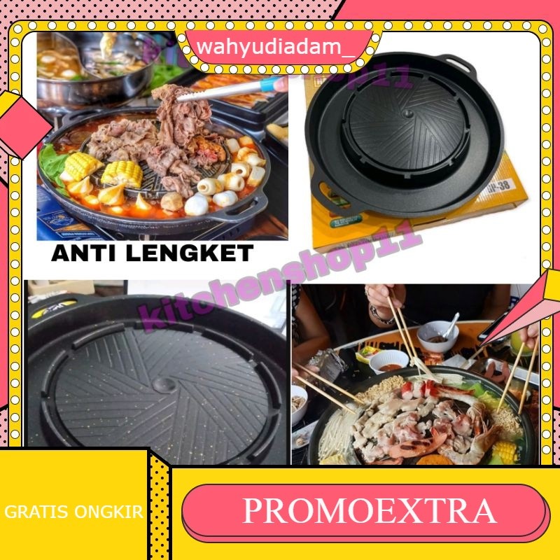 PROMO panggangan bbq grill plate  FREE KOMPOR / bulgogi pan 2 in 1 mookata / Korean Yakiniku grill p