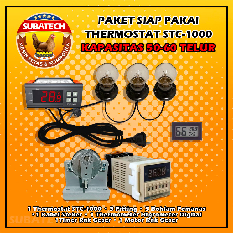 RINBAOW Paket Siap Pakai Termostat Thermostat STC-1000 Mesin Tetas Telur Full Otomatis Penetas