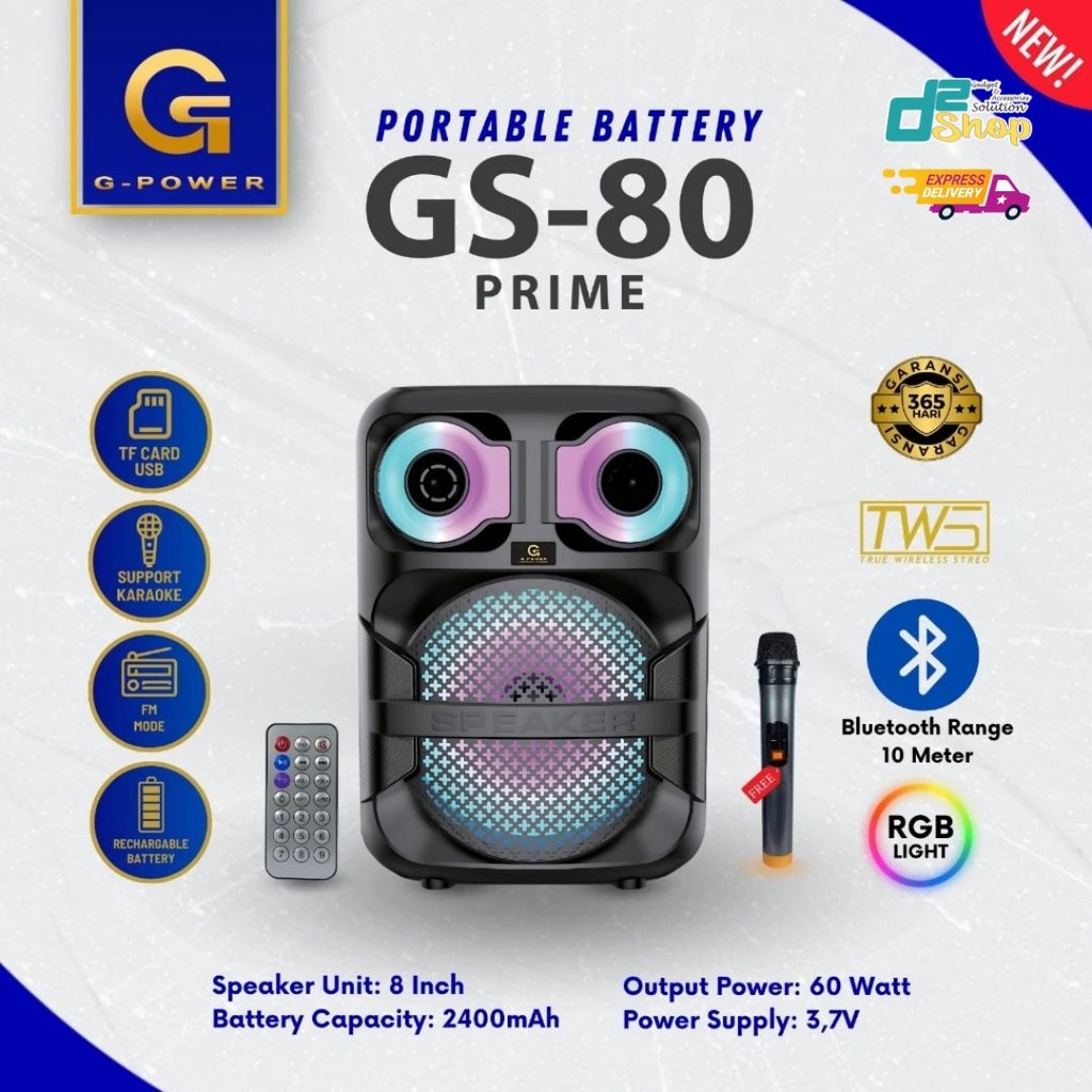 G-POWER PORTABLE BATTERY SPEAKER GS80 PRIME
