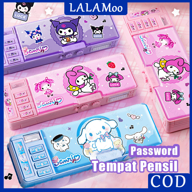 

Ready Kuromi Kotak Pensil Lapis Ganda Berkapasitas Besar Pensil Password Multifungsi Lapis 9 in 1