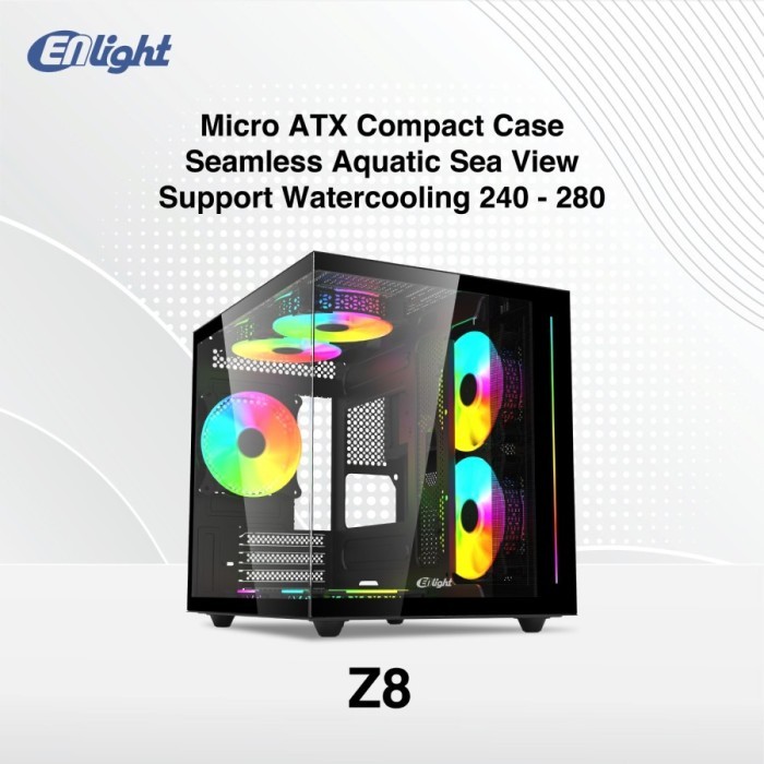 ori Enlight Z8 MicroATX Compact Case Seamless Aquatic Sea View +3fan
