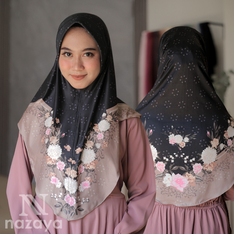 Hijab bergo pet Jersey printing motif Rantai bunga