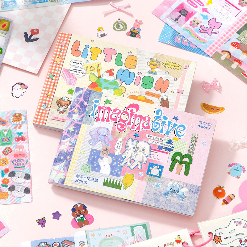 

[HARU] Two-sided M5 Series Sticker Book Stickers Dekorasi Binder Scrapbook Jurnal Stiker DIY Stiker Vintage