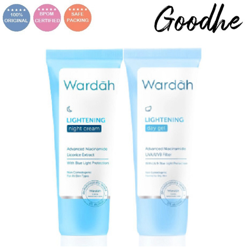 WARDAH Lightening Day Cream | Night Cream Niacinamide - Pelembab Pagi dan Malam 20ml