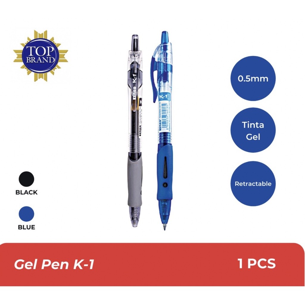 

KENKO Gel Pen K-1 Retractable | Pulpen Pena Bolpoin Hitam Biru Merah Kenko | ATK BLessingmask