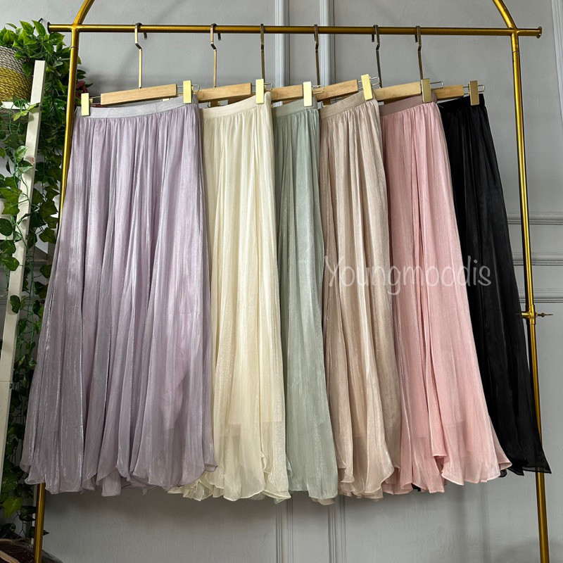 randamuda643officialYoungmoodis shimer premium Maya skirt Rok celana shimmer import 6 warna