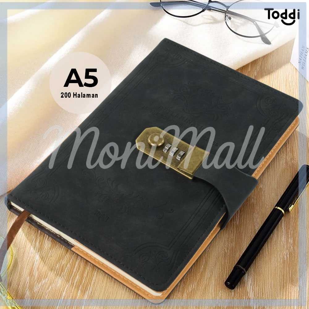 

Toddi Buku Jurnal Leather Diary A5 68GSM 200 Halaman Grid with Lock - TD100