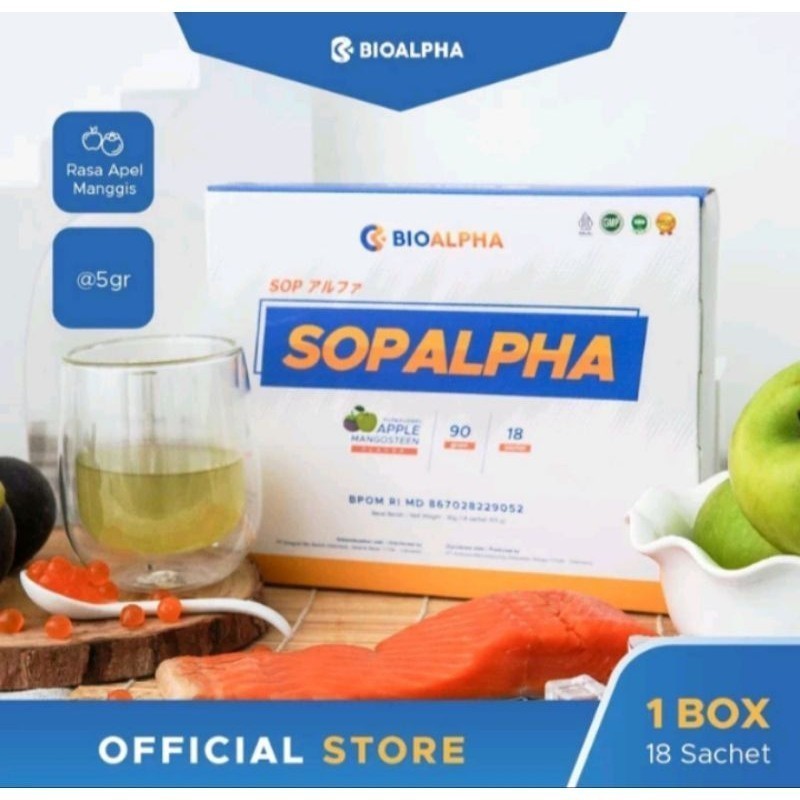 100% ASLI SOP ALPHA BIOBOOST 1 BOX ISI 18 SACHET RASA APEL MANGGIS OBAT DIABETES KESEHATAN JANTUNG O