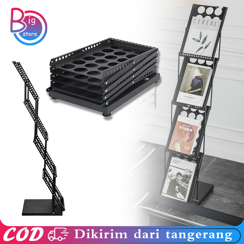 Rak Display Besi Rak Brosur Lipat 4 Susun Rak Display Majalah Brosur Stand Pameran Kantor Showroom