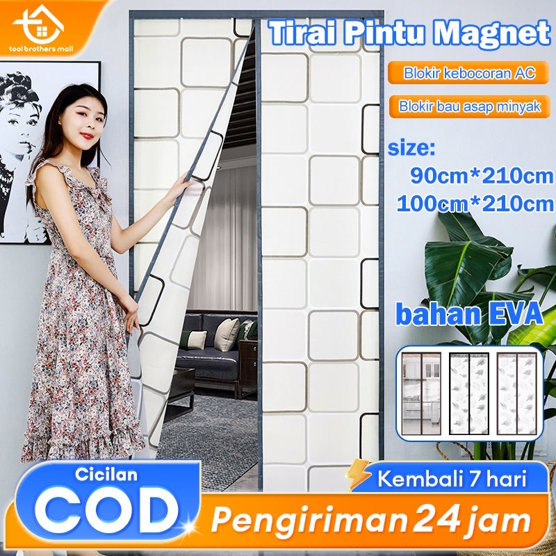 Reaim Tirai Pintu Magnet PVC Tirai Magnet Pintu（khusus ruanga AC/dapur）Gorden Pintu Motif Anti Nyamu