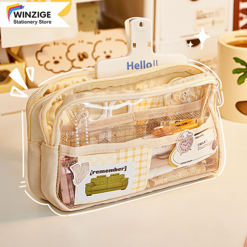 

Winzige Tempat alat tulis kotak pensil aesthetic Tas PenaTempat Pencil Tas Pensil kapasitas besar stationery organizer