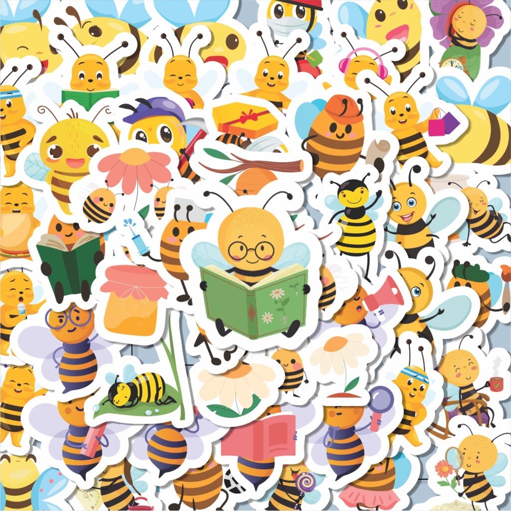 

100PCS Lucu Hewan Lebah Stiker Aesthetic Stiker Anti Air Stikers Berperekat Waterproof sticker decal buat Motor Helm Buku Journal Koper Casing HP Laptop Botol Minum Hadiah anak