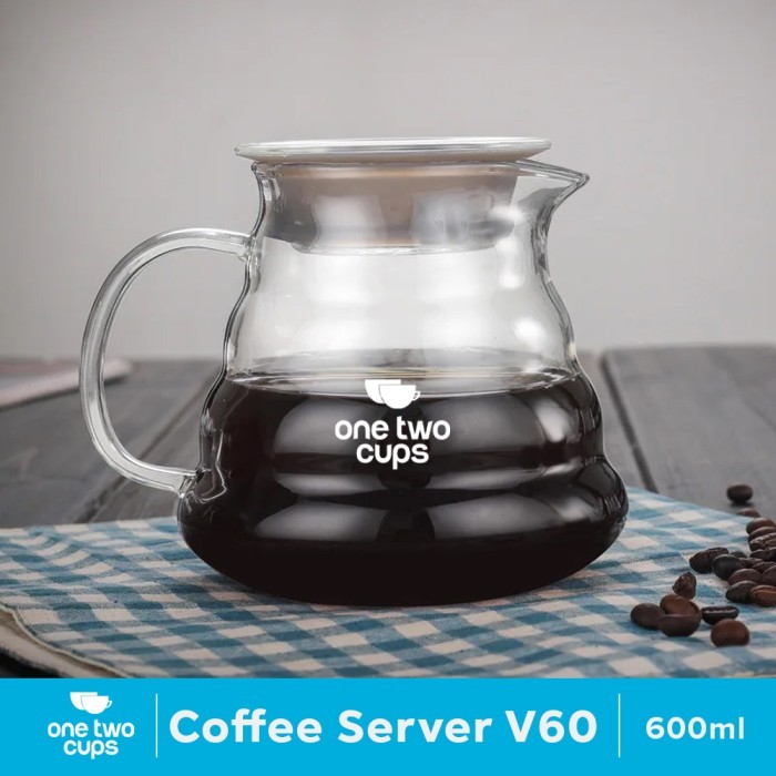 

One Two Cups Coffee Server V60 Drip Pour Over Borosilicate Glass - SE101