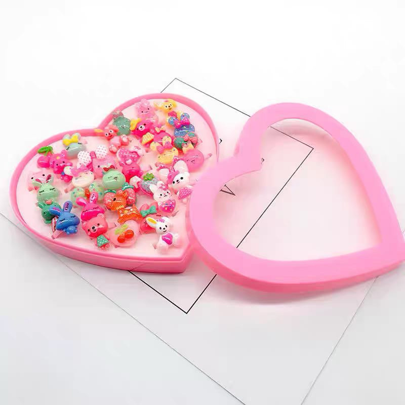 cicin box anak isi 36pcs cicin boneka cicin lucu cincin karet box love anak cincin pink mainan anak 