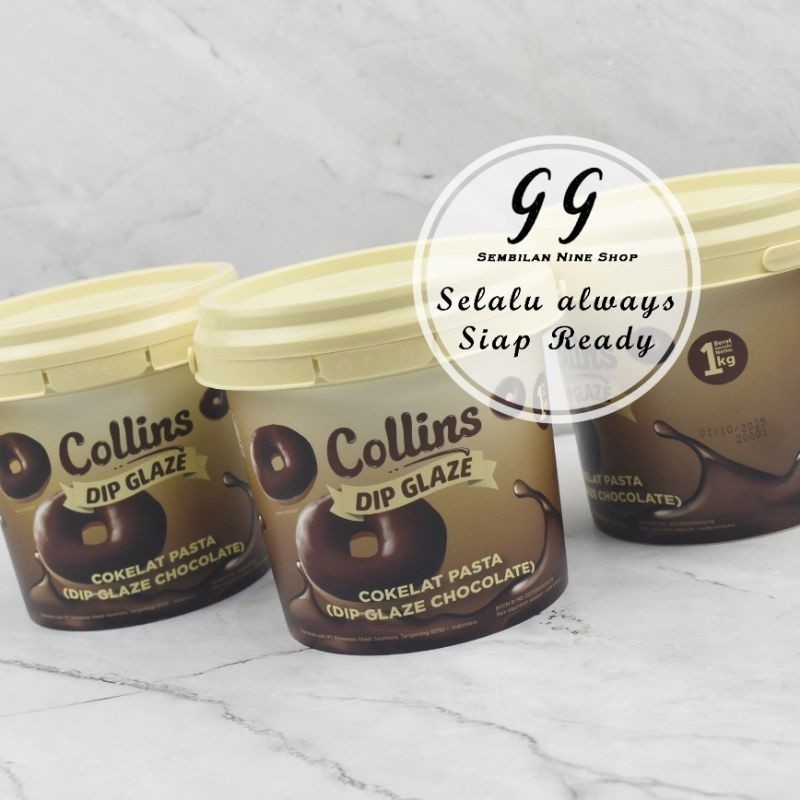 

COLLINS DIP GLAZE DARK CHOCOLATE 1 KG Glazing Cokelat Coklat Hitam