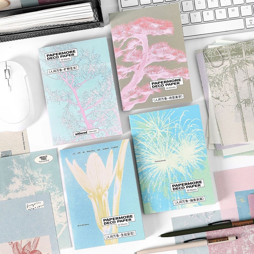 

50pcs/lot Memo Pads Material Paper the world of mortals Journal Scrapbooking paper Card Background Decoration Paper