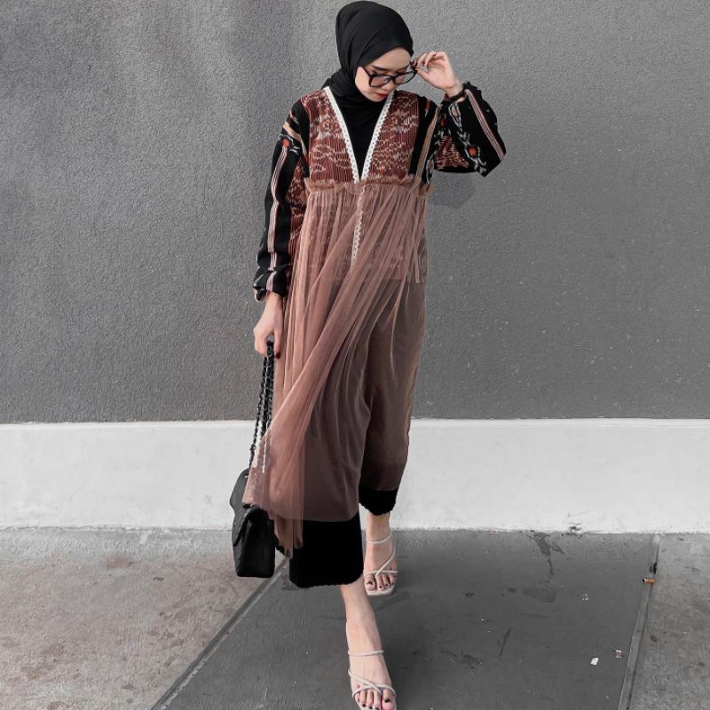 Set couple bianka outer, couple baju tenun, baju pasangan, couple kondangan, outer tile milo, dress 