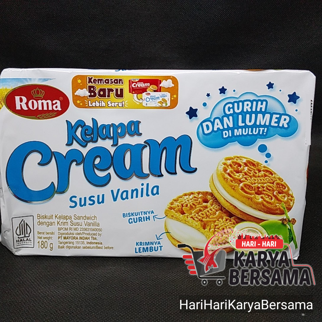 

MAKANAN RINGAN BISKUIT ROMA KELAPA CREAM SUSU VANILLA 180GR