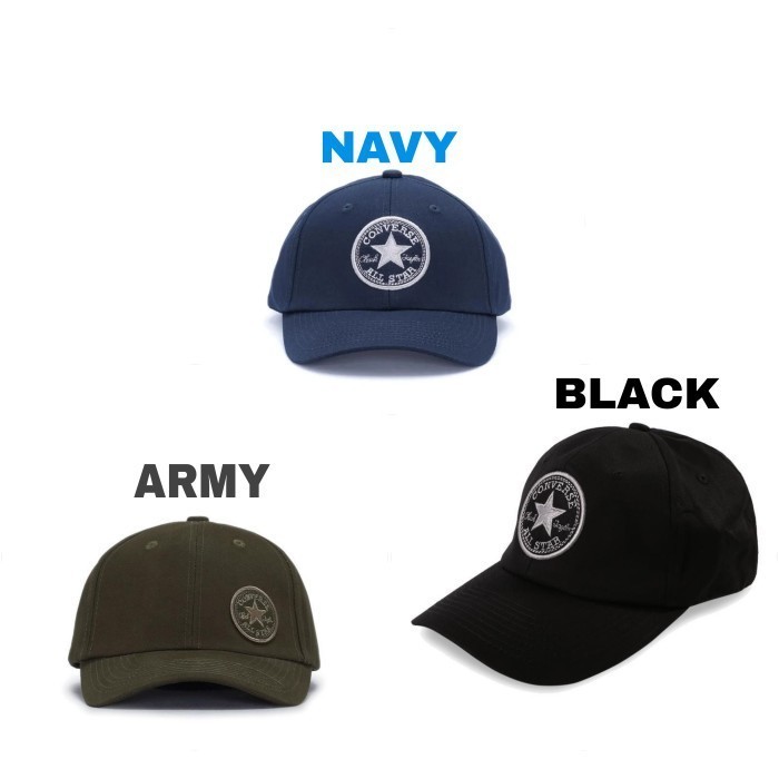 Topi / Caps Converse Canvas Chuck Taylor Reguler Caps Patch Bordir Unisex All Size - BLACKMC160401, 