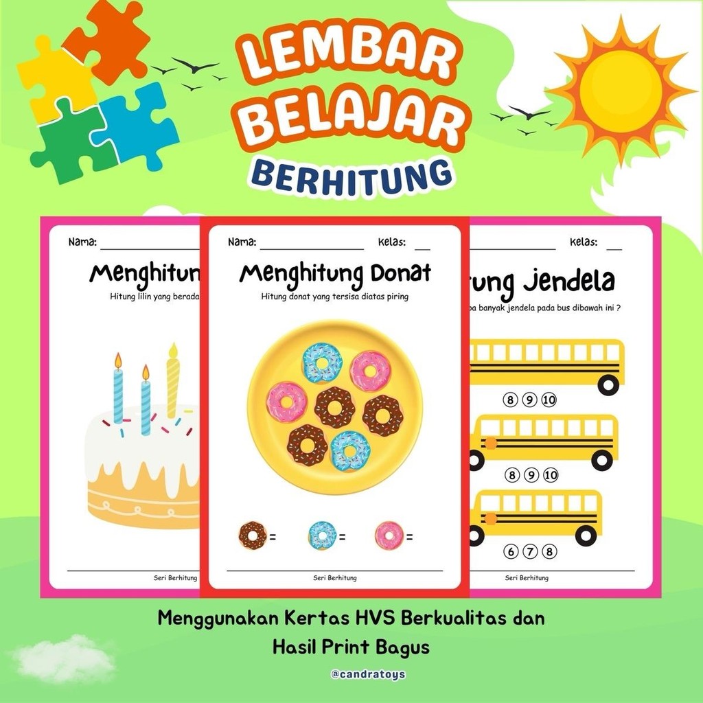 Lembar Kertas Belajar Berhitung Mengasah Otak Anak