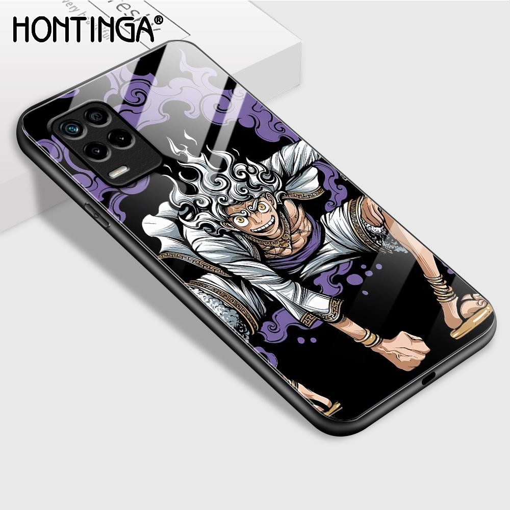 Hontinga Casing Hp Untuk Realme 8 5G Hardcase Ponsel Cassing Kaca Tempered Kesing Luffy 2617 Glass H