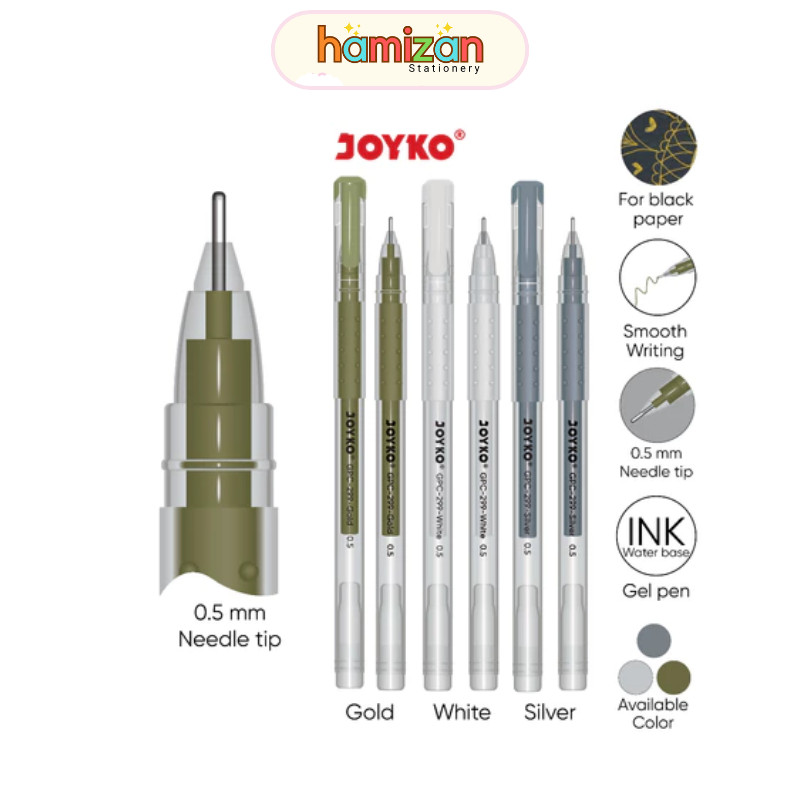 

Color Gel Pen Pulpen Pena Joyko GPC-299 Premium Color 0.5 mm / ( 1 pcs ) Pulpen Gel Joyko / Pen gel putih emas dan silver / Gelpen Gpc-299 Gpc 299 Joyko
