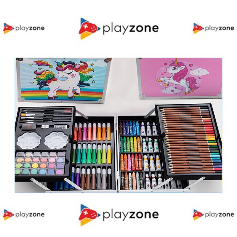 

Crayon Set 145pcs Koper Aluminium Besi Krayon Pensil Warna 145 Pcs Box Alat Lukis Anak Koper Set