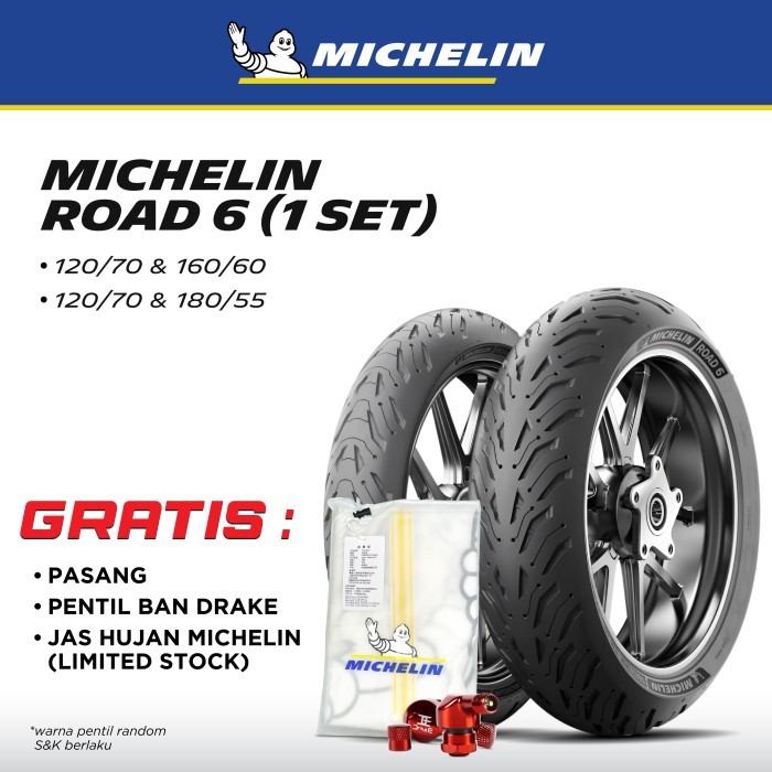 Ban Motor Michelin Road 6 CBR250RR R25 Paket 1 Set 120/70 & 160/60 Ring 17