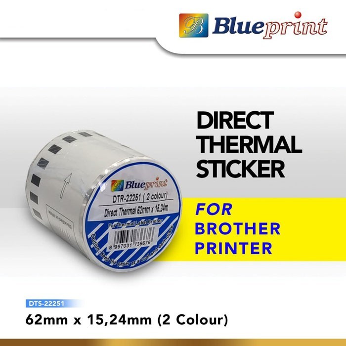 

Blueprint Label Stiker Barcode Roll DTS-22251 62mm x 15.24m Continuous 2 Colour DTS-22251 JST