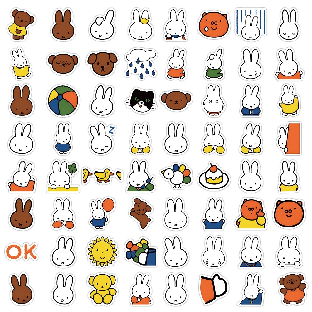 

50 Pcs Sticker Miffy Vinyl Waterproof untuk Tempelan Laptop Tumbler HP Koper DIY [25]