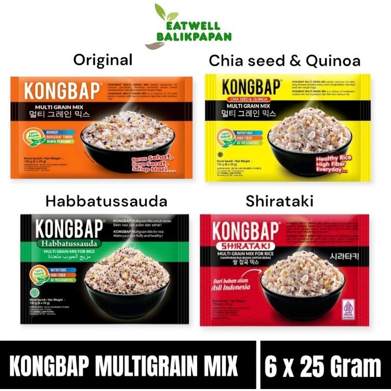 

Kongbap Multi GrainMix For Rice Plus Original, Chia Seed&Quinoa, Habbatussauda, Shirataki Pack 150gr