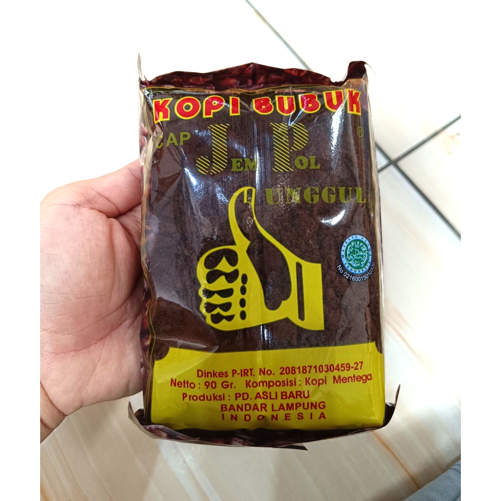 

Kopi bubuk Cap Jempol (JP) Unggul Kemasan 90g Asli Lampung