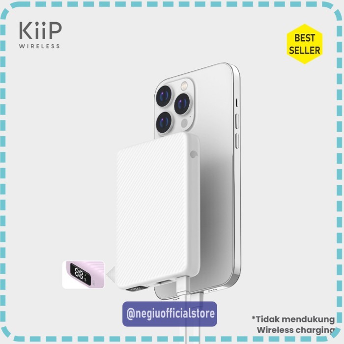 (TTP) KiiP E48 / E-48 Powerbank Power Bank Fast Charging 20W Quick Charge TYPE C PD - Putih, 10000 m