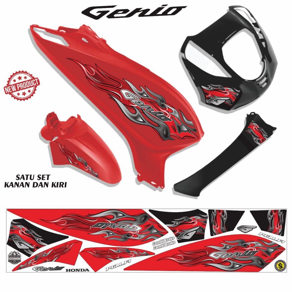 STIKER MOTOR GENIO / STRIPING VARIASI GENIO / STIKER TERLARIS MOTIF TERLARIS