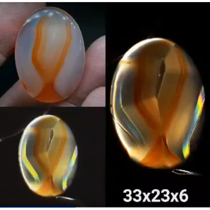 Natural Batu Akik Motif Gambar Kantong Semar Pelangi Rainbow Antik 2