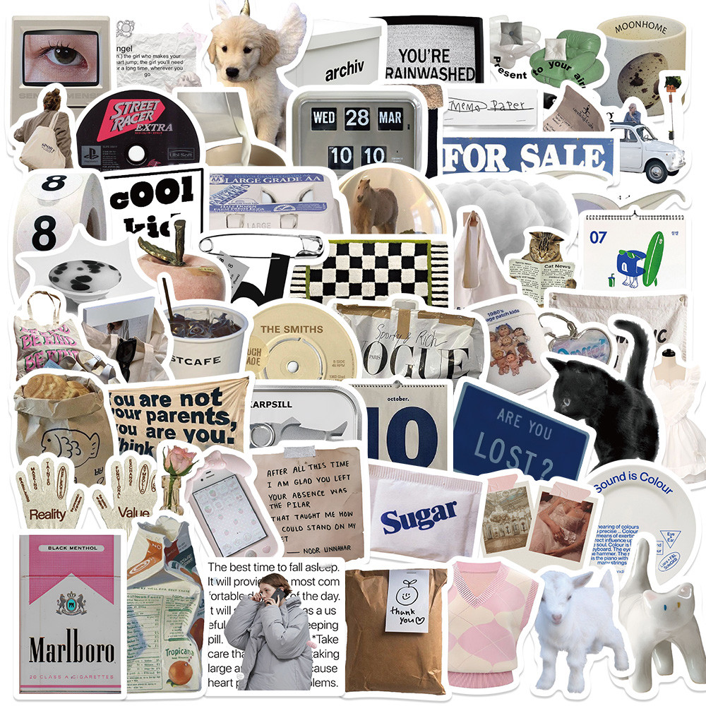 

57pcs/pack Ins Style Korean Simple Trendy Decals Cute Stickers DIY Aesthetic Phone Notebook Suitcase Laptop Fridge Wall Sticker