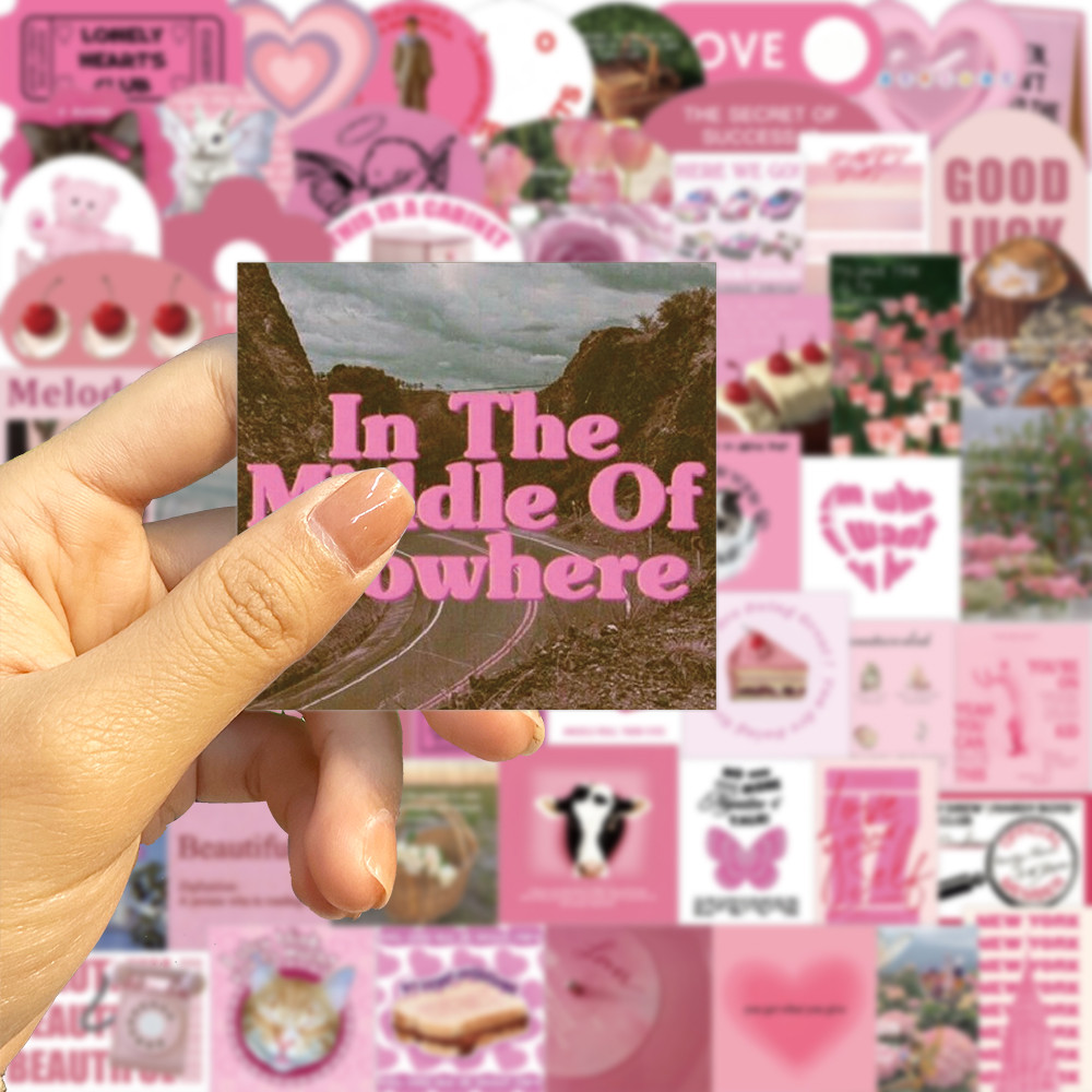 

56PCS Pink Flower Scrapbook Stickers DIY Diary Laptop Luggage Skateboard Graffiti Decal Fun Stylish Classic Toys