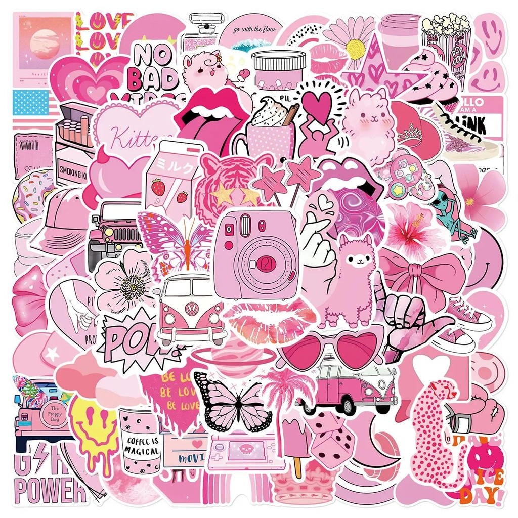 

50/100PCS Pink VSCO Cute Girl Stickers Aesthetic Skateboard Laptop Guitar Graffiti Luggage Sticker Waterproof Decal Toys